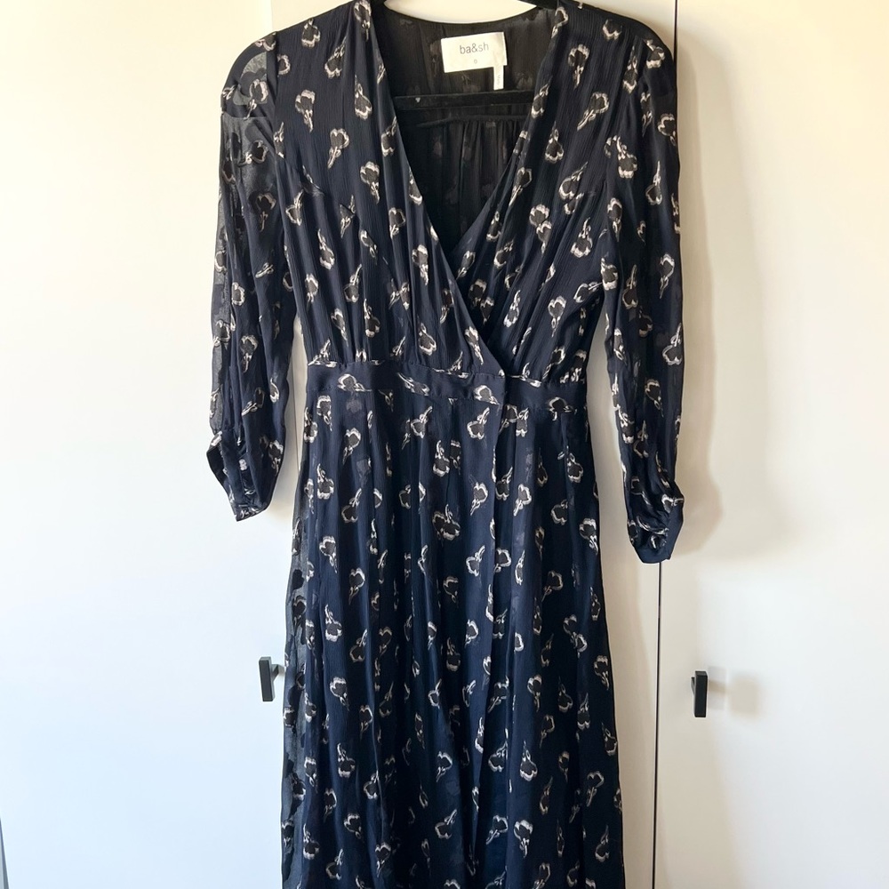 Ba&sh Midi Black, Blue Lady, Wrap, Timeless Size 0